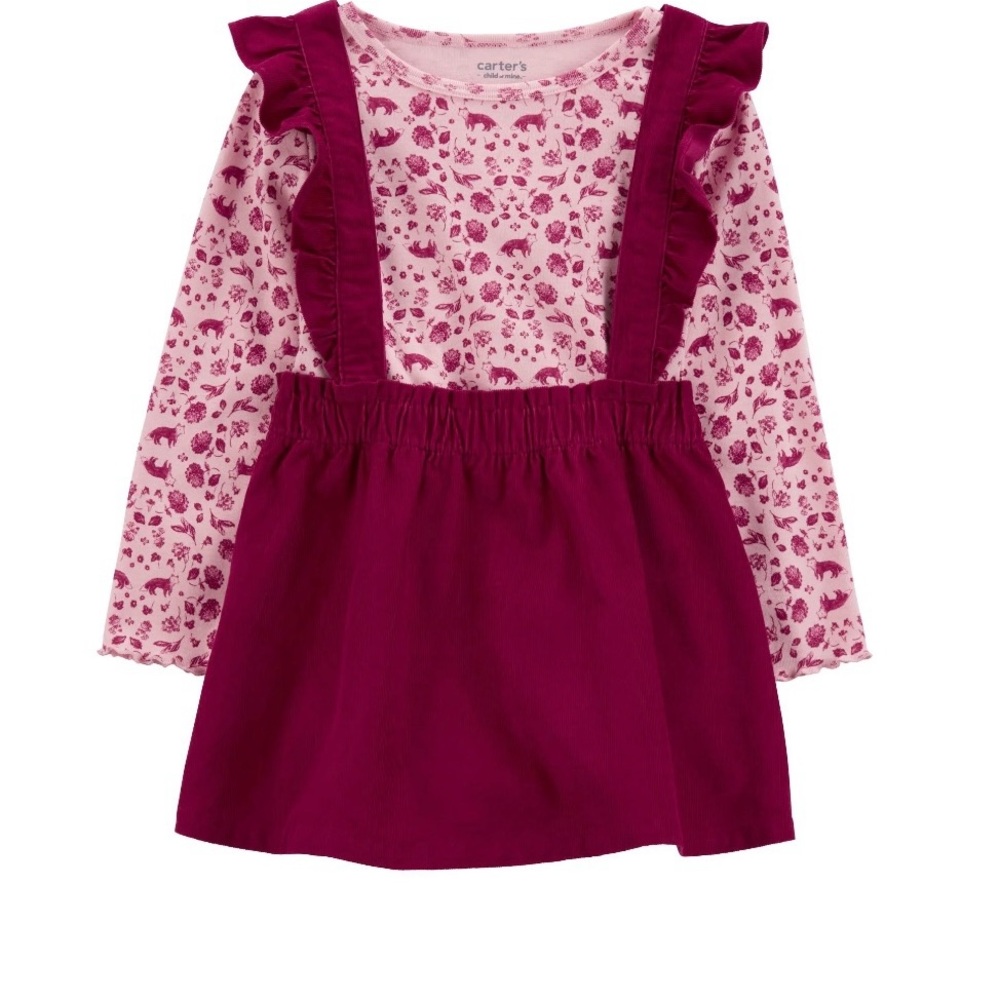 Carter's Child of Mine Pink Floral Print 2-Piece Dress Set 18 Months NEW
